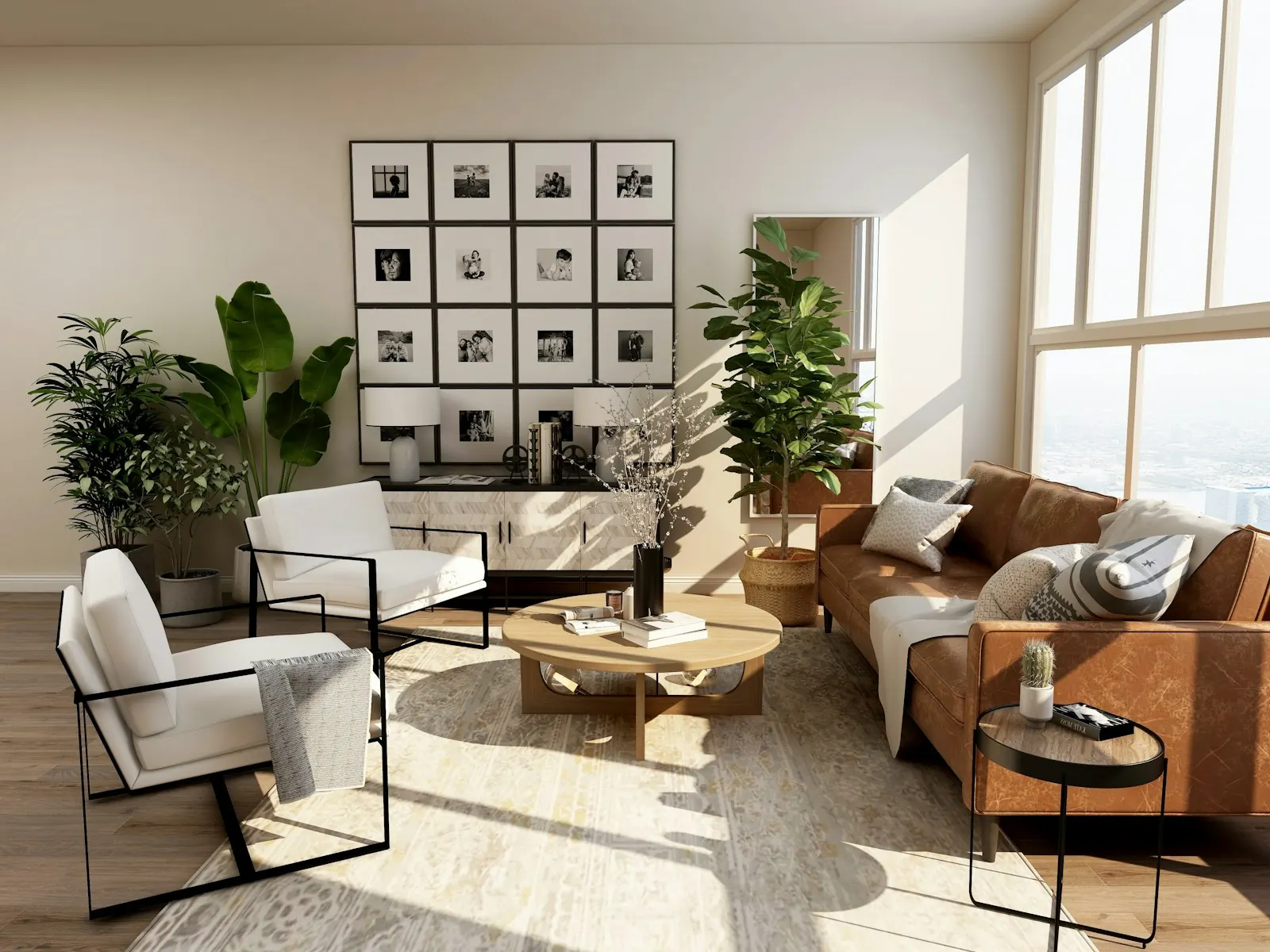 Saniertes Wohnzimmer — hell, modern und hochwertig ausgestattet